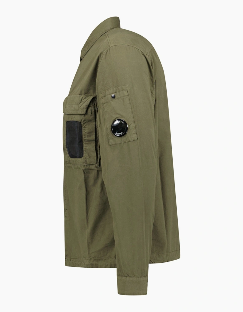 CP Company Organic Gabardine Lens Overshirt Khaki