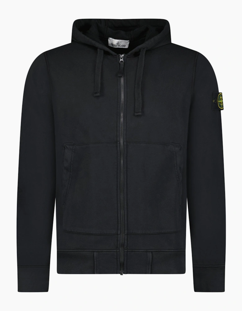 Stone Island Organic Cotton Fleece Zip Hoodie Black