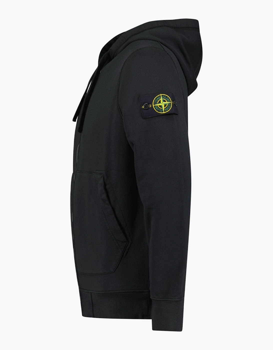 Stone Island Organic Cotton Fleece Zip Hoodie Black