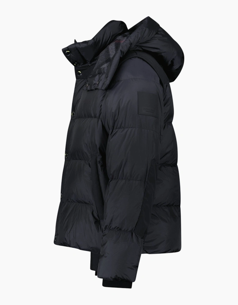 Burberry 'Leeds' Detachable Sleeve Hooded Down Jacket Black