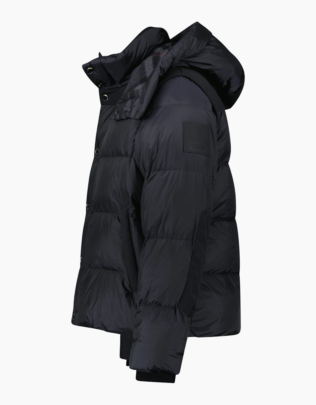 Burberry 'Leeds' Detachable Sleeve Hooded Down Jacket Black