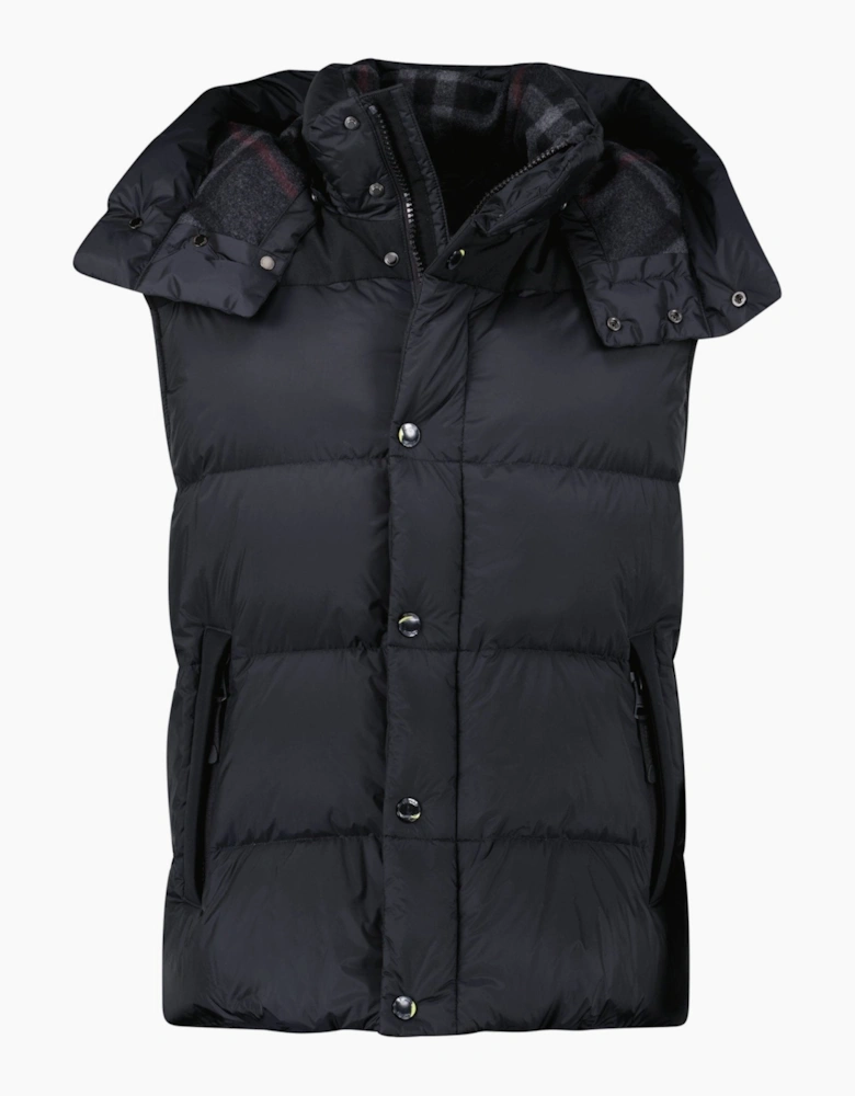 Burberry 'Leeds' Detachable Sleeve Hooded Down Jacket Black
