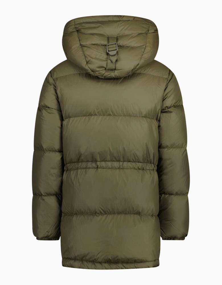 Burberry 'Haworth' Hooded Check Down Jacket Khaki