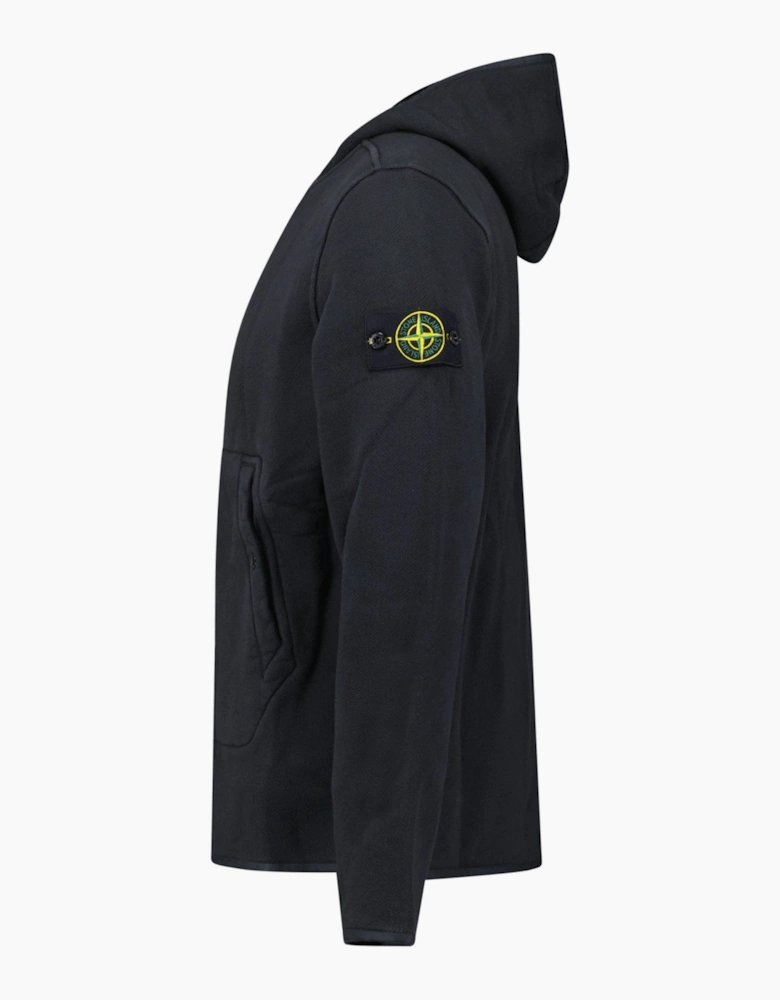 Stone Island Brushed Organic Cotton Zip Hoodie Black