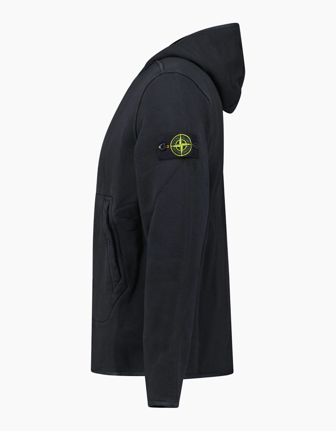 Stone Island Brushed Organic Cotton Zip Hoodie Black