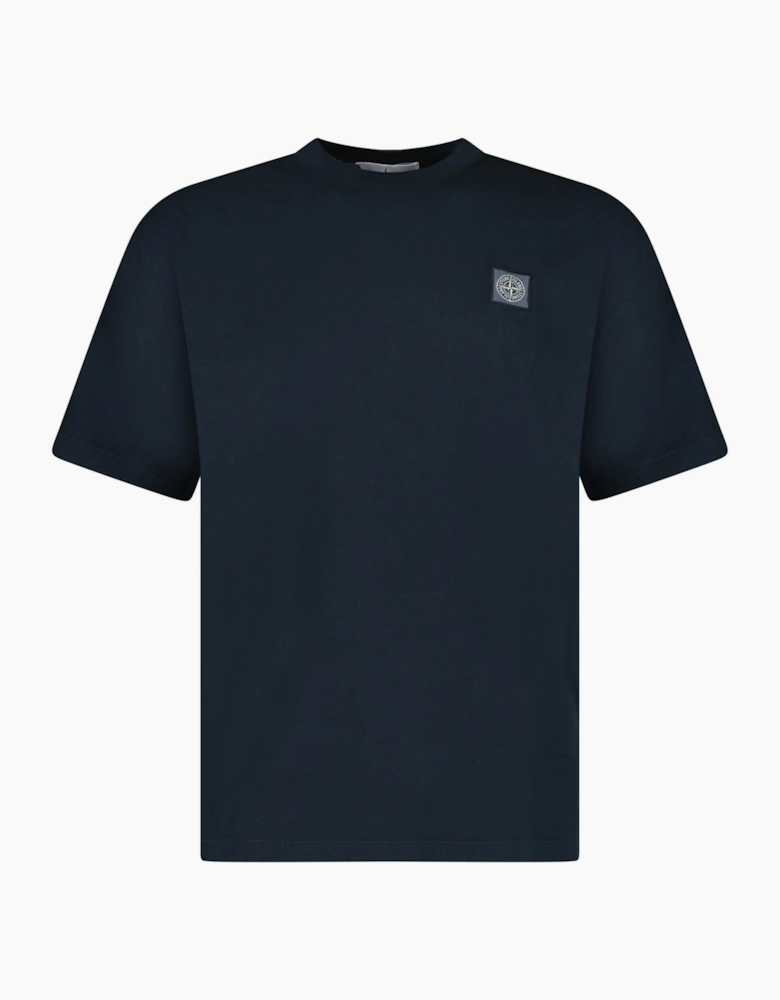 Stone Island Organic Compass 'Fissato' Effect Logo T-Shirt Navy