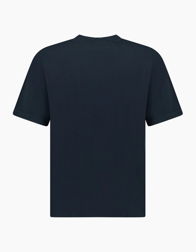 Stone Island Organic Compass 'Fissato' Effect Logo T-Shirt Navy