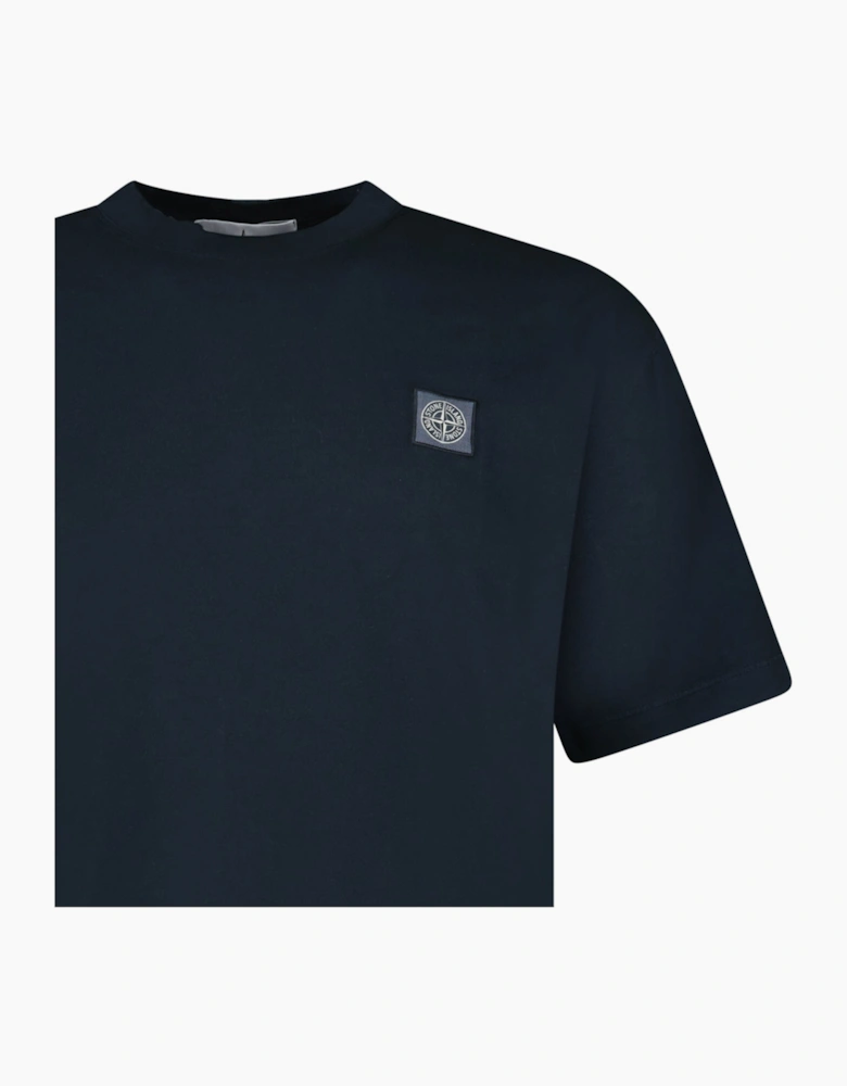 Stone Island Organic Compass 'Fissato' Effect Logo T-Shirt Navy