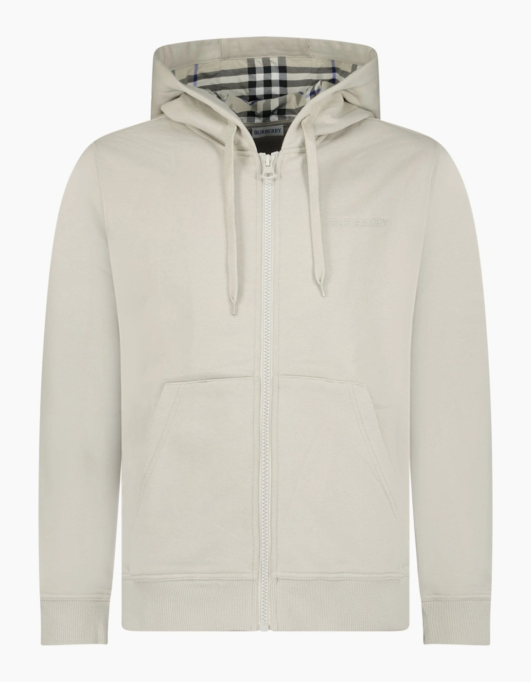Burberry Men's Burberry 'Hove' Check Hoodie Lichen - Cream