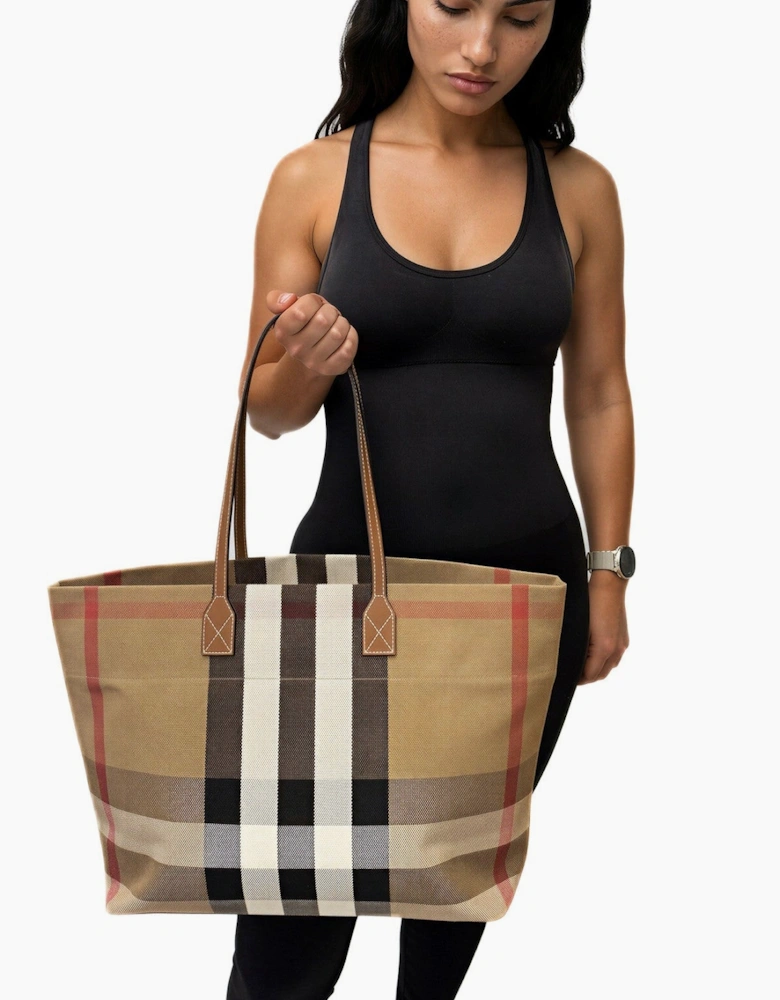 Burberry Check Canvas Medium London Tote Bag