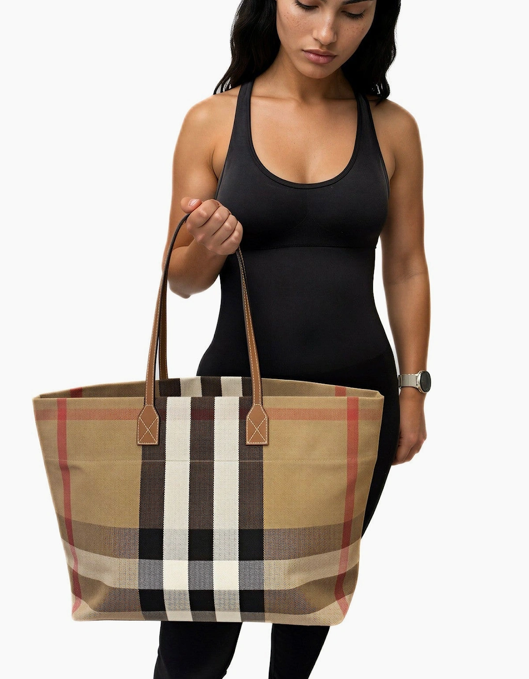 Burberry Check Canvas Medium London Tote Bag