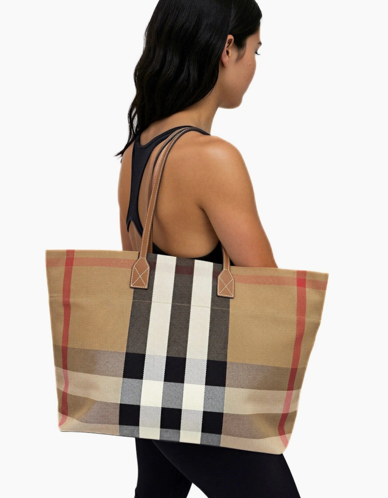 Burberry Check Canvas Medium London Tote Bag