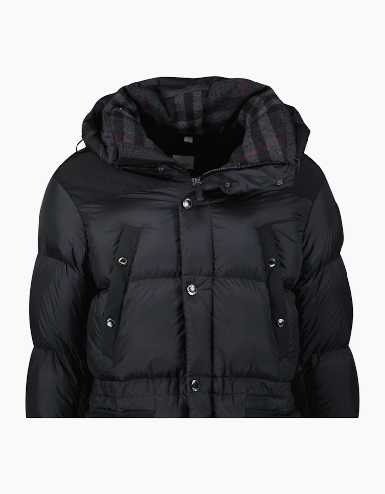 Burberry 'Lindford' Check Down Puffer Jacket Black