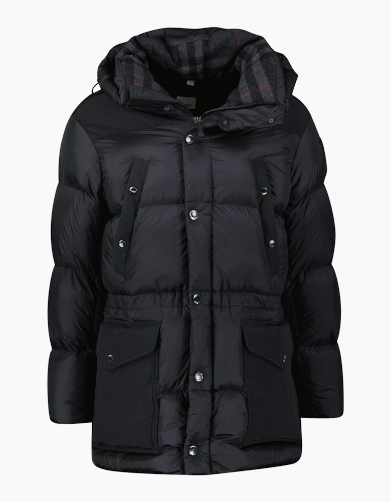 Burberry 'Lindford' Check Down Puffer Jacket Black