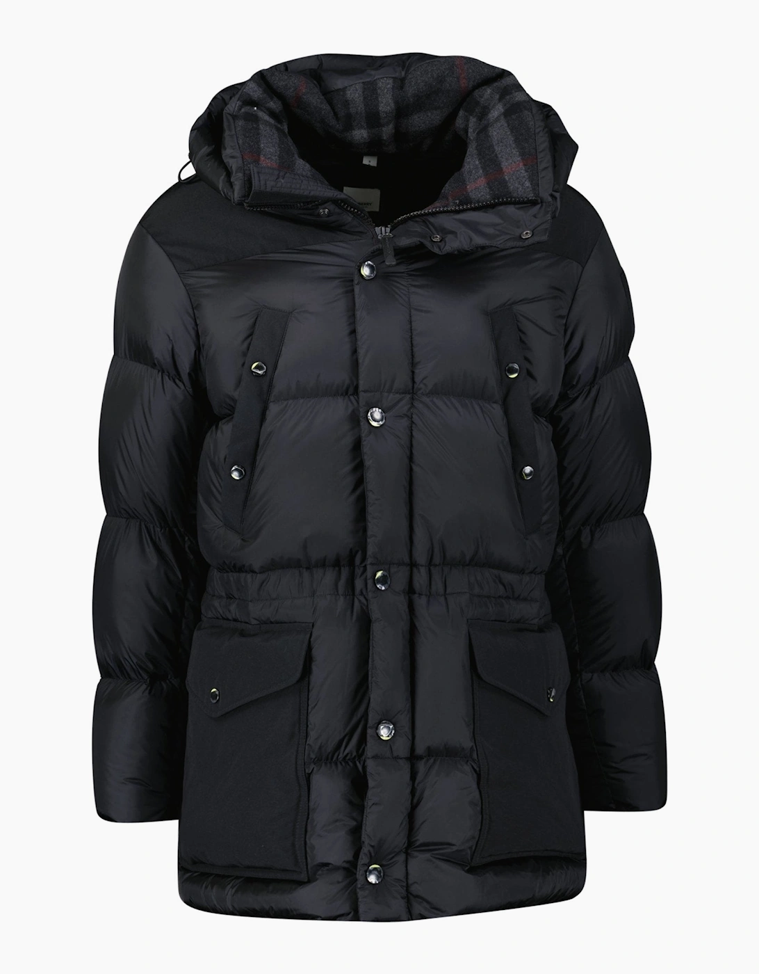 Burberry 'Lindford' Check Down Puffer Jacket Black