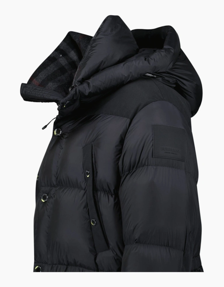 Burberry 'Lindford' Check Down Puffer Jacket Black