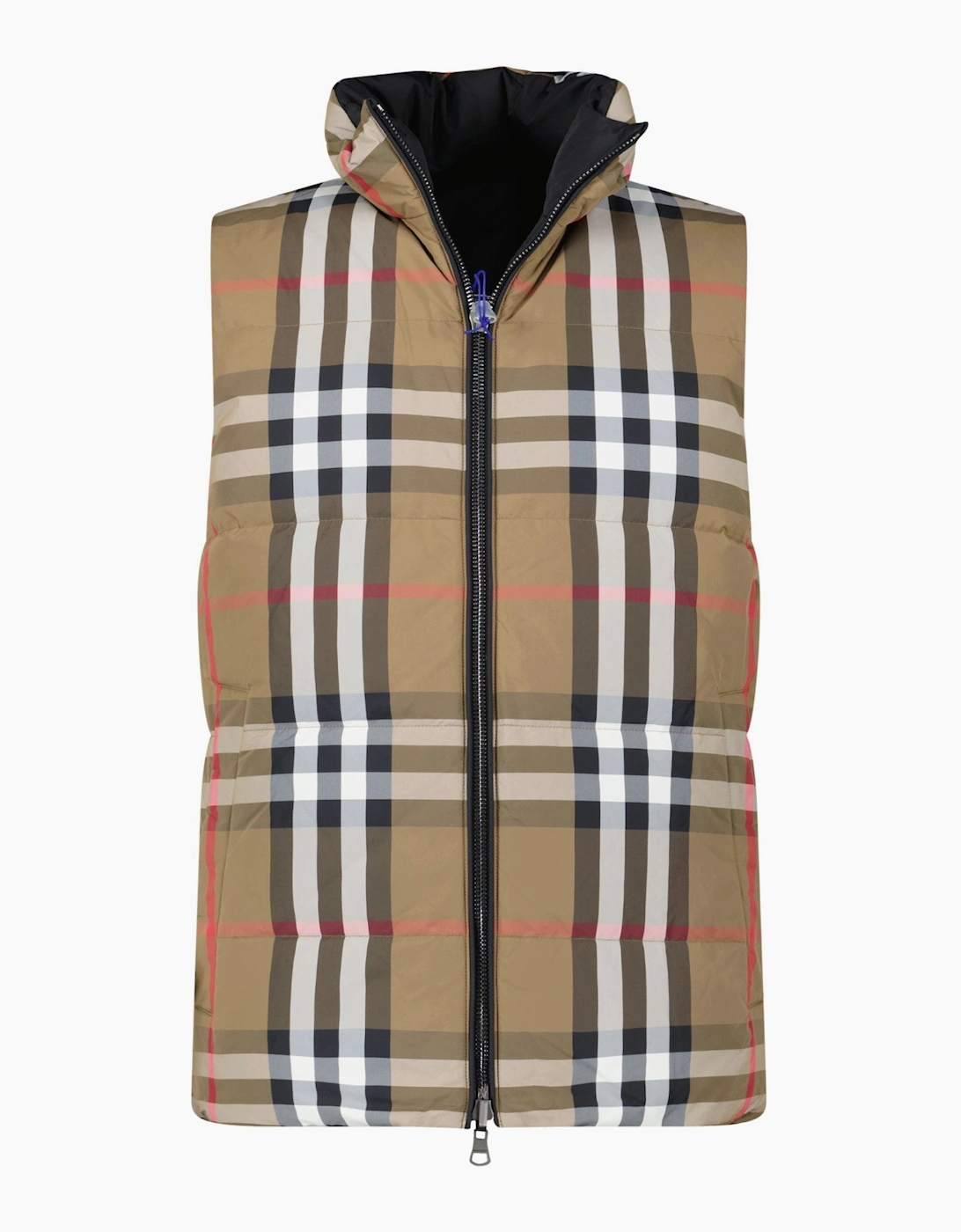 Burberry Men's Burberry 'Lowick' Reversible Down Gilet Black & Check - Cream