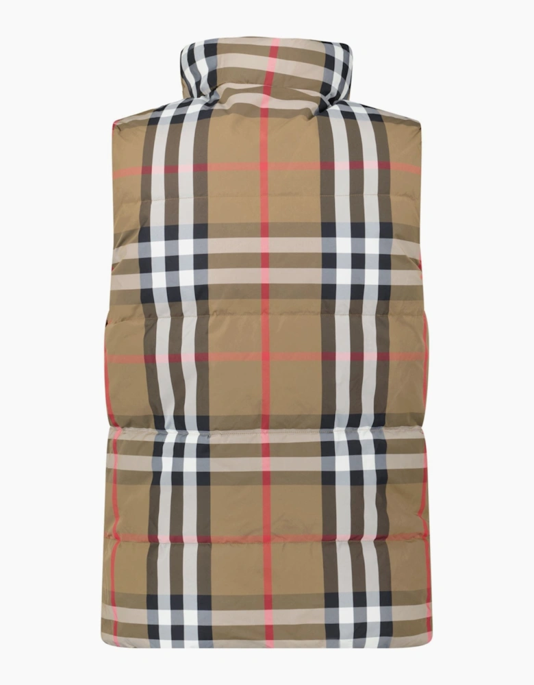 Burberry 'Lowick' Reversible Down Gilet Black & Check