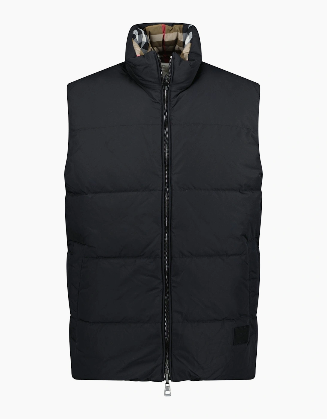 Burberry 'Lowick' Reversible Down Gilet Black & Check