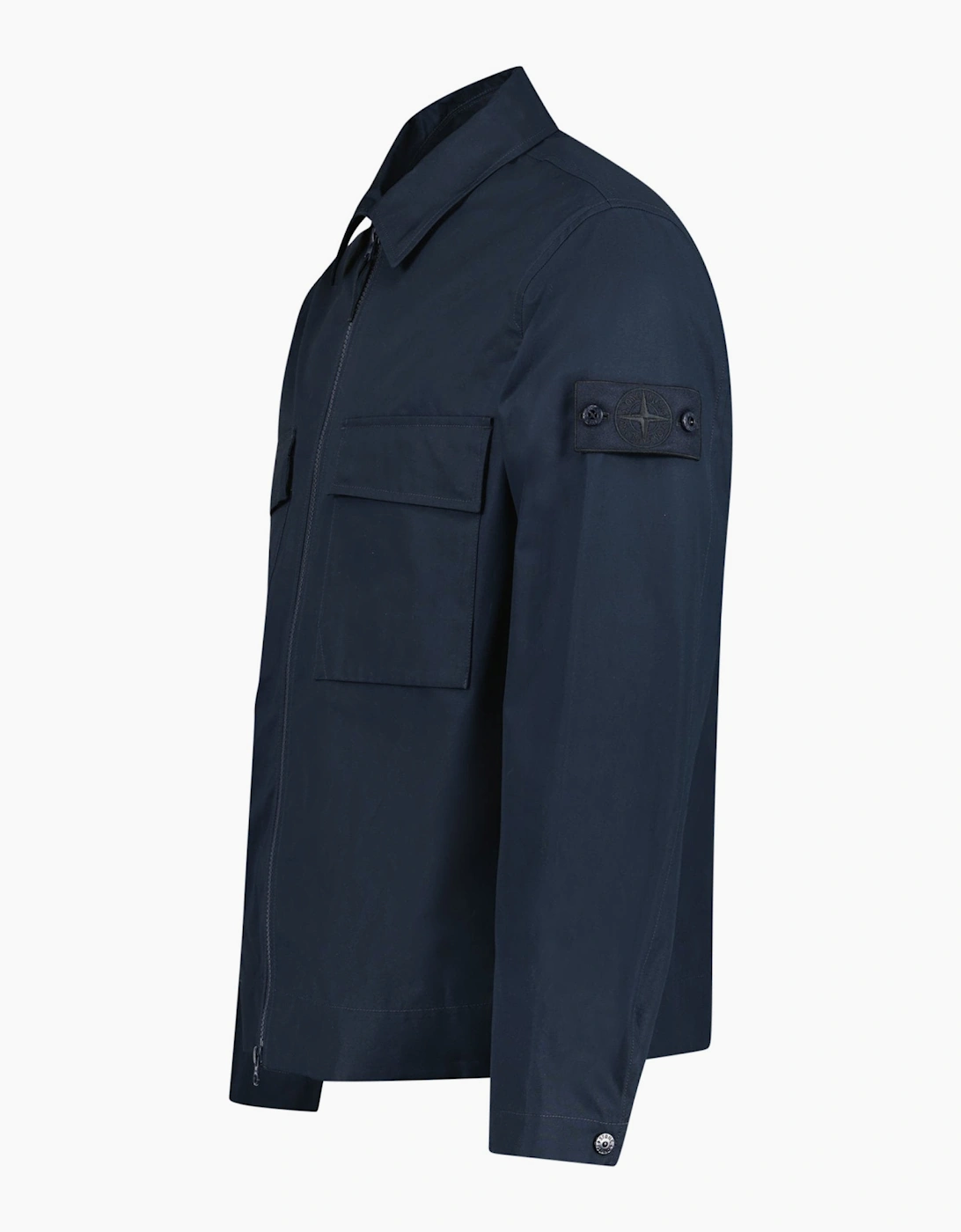 Stone Island Ghost Zip-Up Overshirt Navy