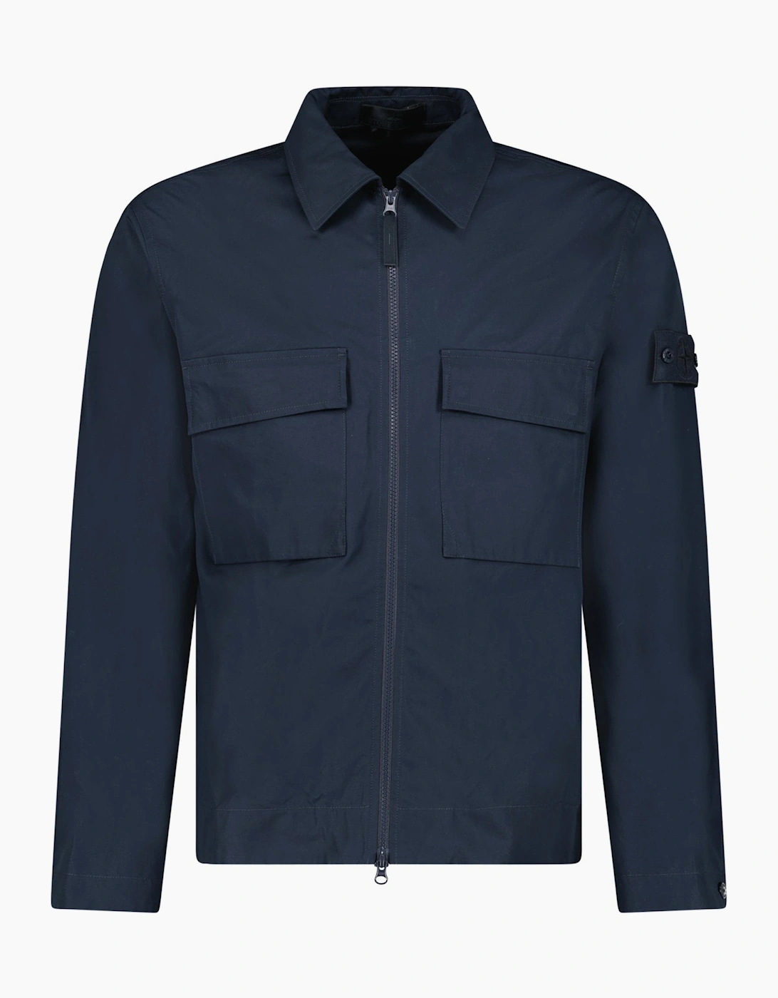 Stone Island Ghost Zip-Up Overshirt Navy