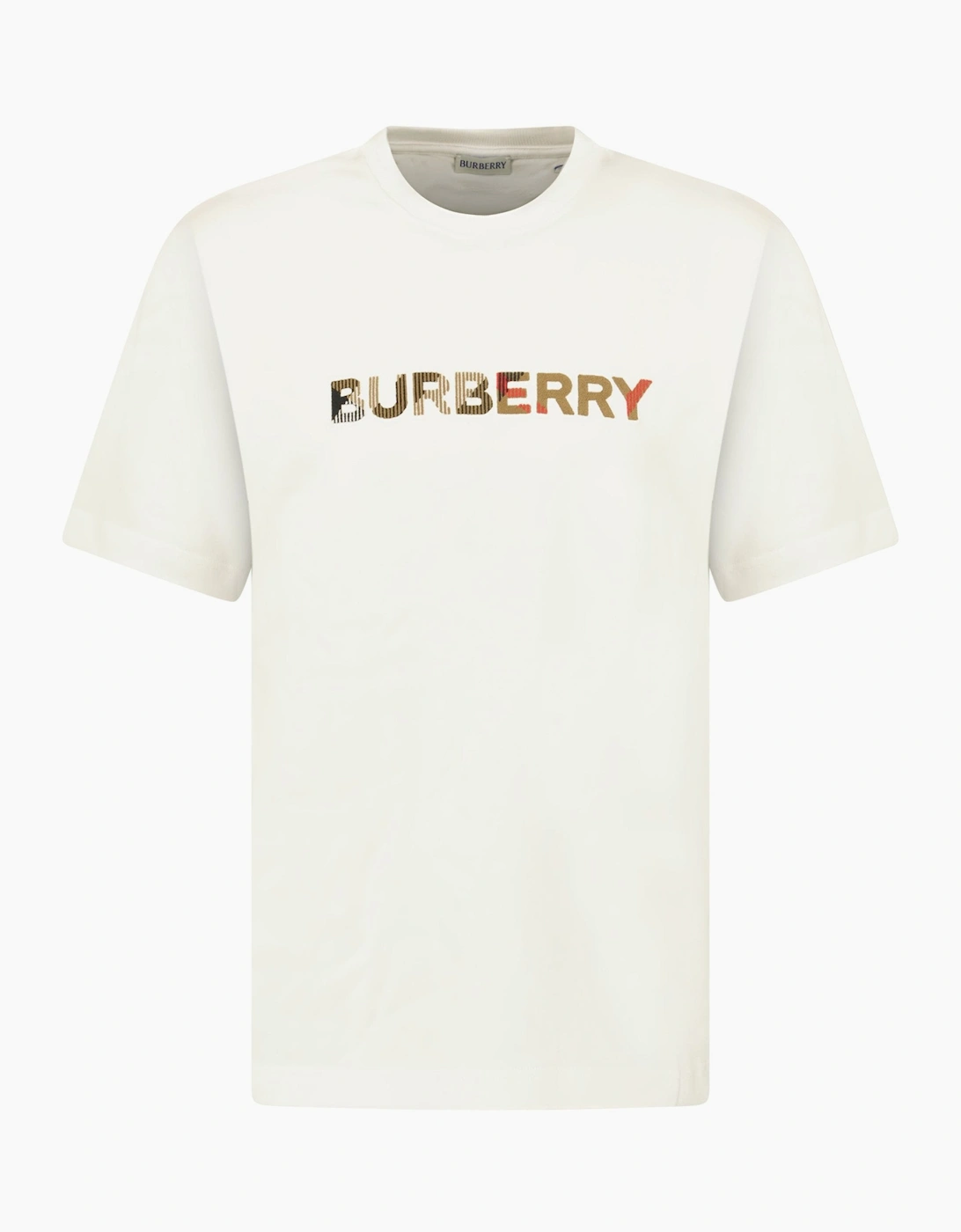 Burberry Check Logo Embroidered T-Shirt White