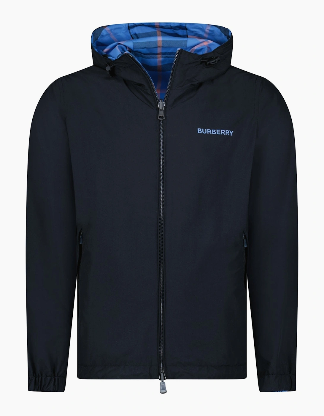 Burberry 'Stanford' Zip-Up Check Reversible Hooded Jacket Black & Check