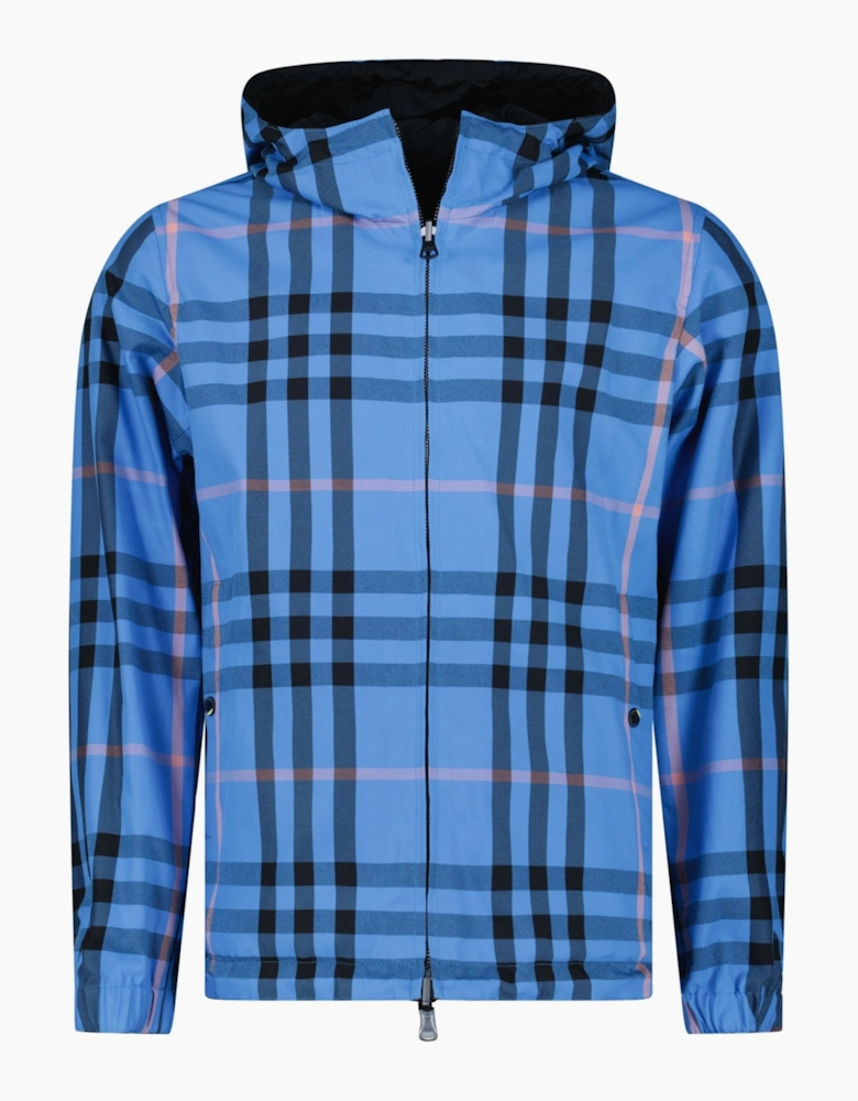 Burberry 'Stanford' Zip-Up Check Reversible Hooded Jacket Black & Check
