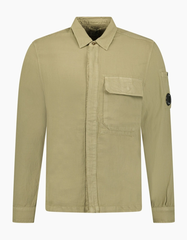 CP Company Broken Linen/Cotton Overshirt Beige