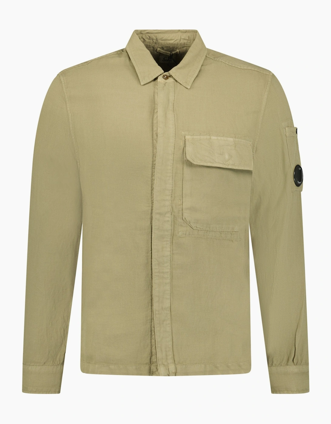 CP Company Broken Linen/Cotton Overshirt Beige