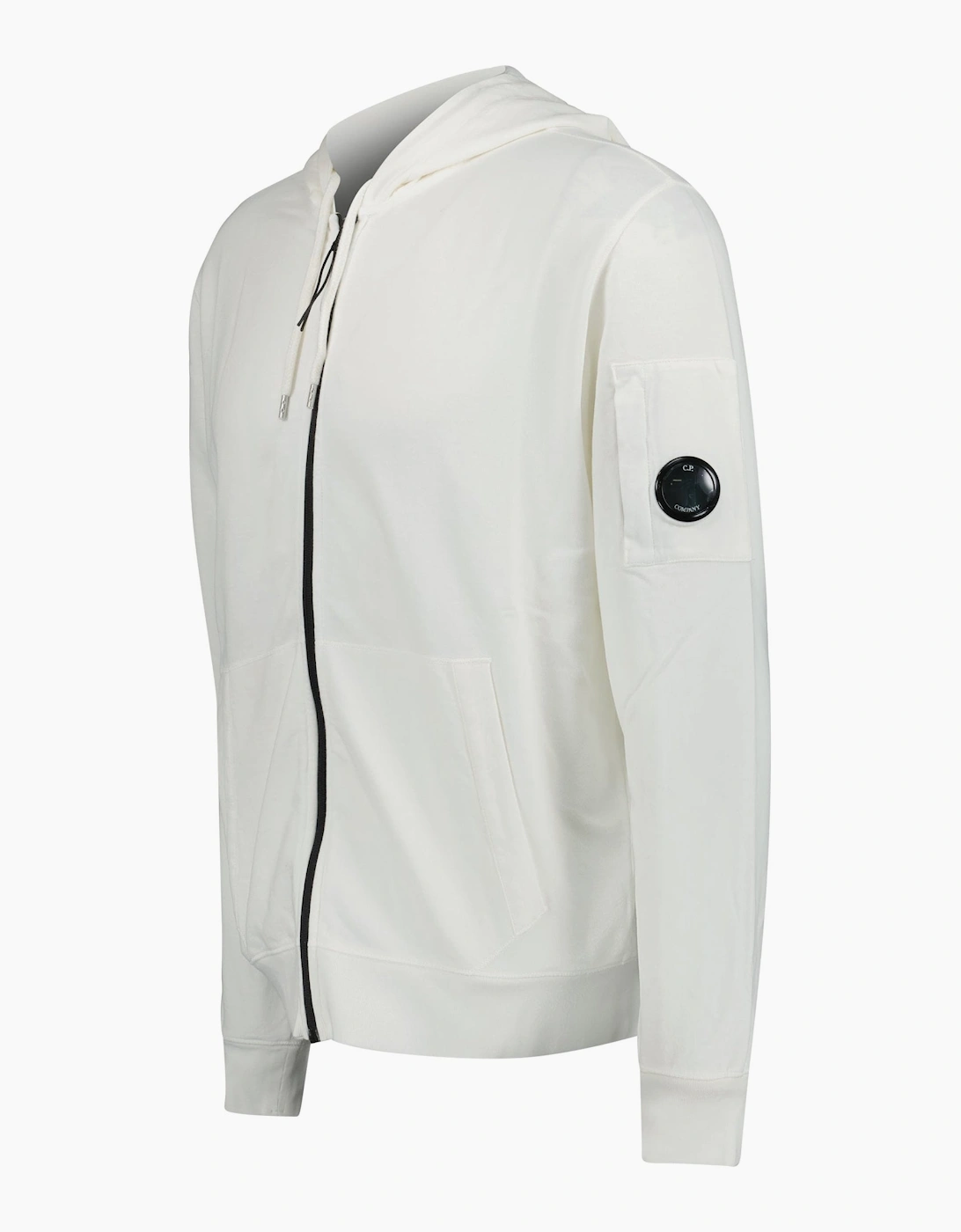 CP Company Light Fleece Lens Zip Hoodie White