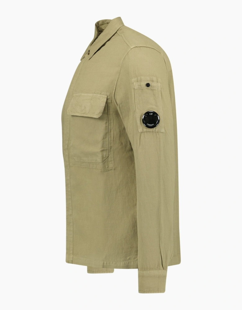 CP Company Broken Linen/Cotton Overshirt Beige