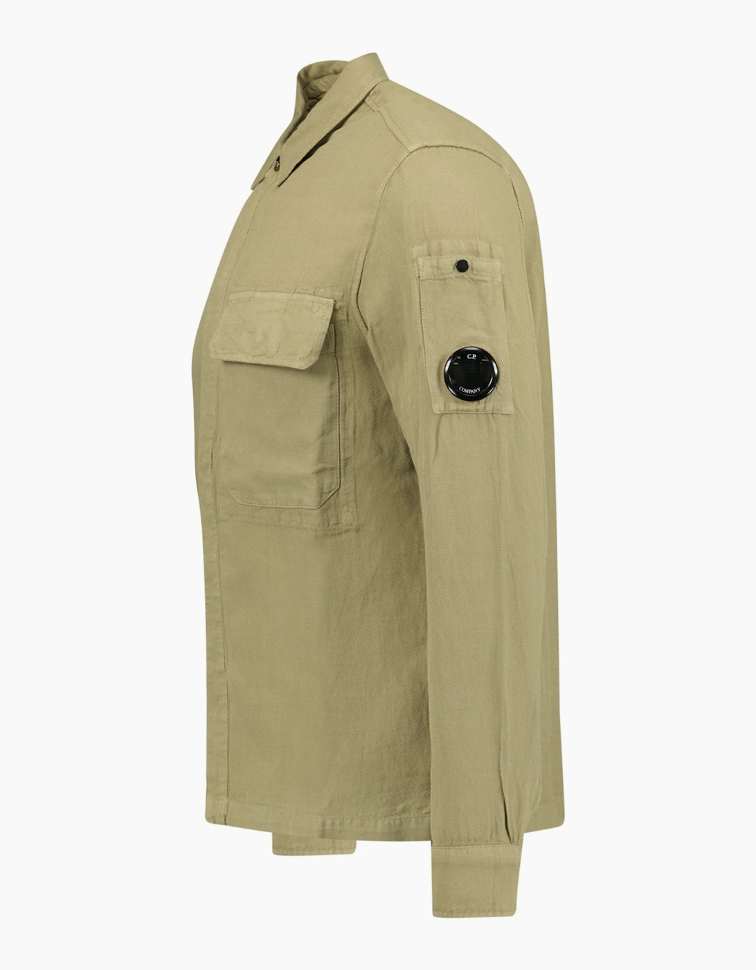 CP Company Broken Linen/Cotton Overshirt Beige