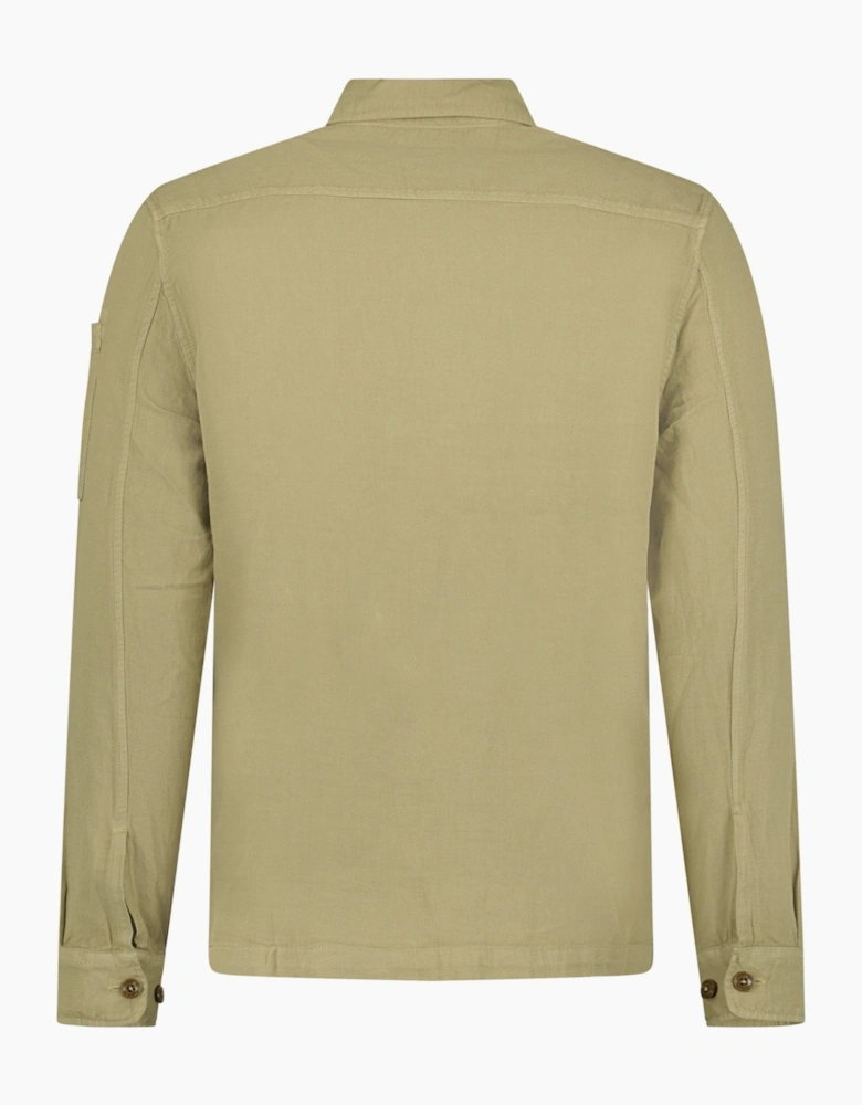 CP Company Broken Linen/Cotton Overshirt Beige