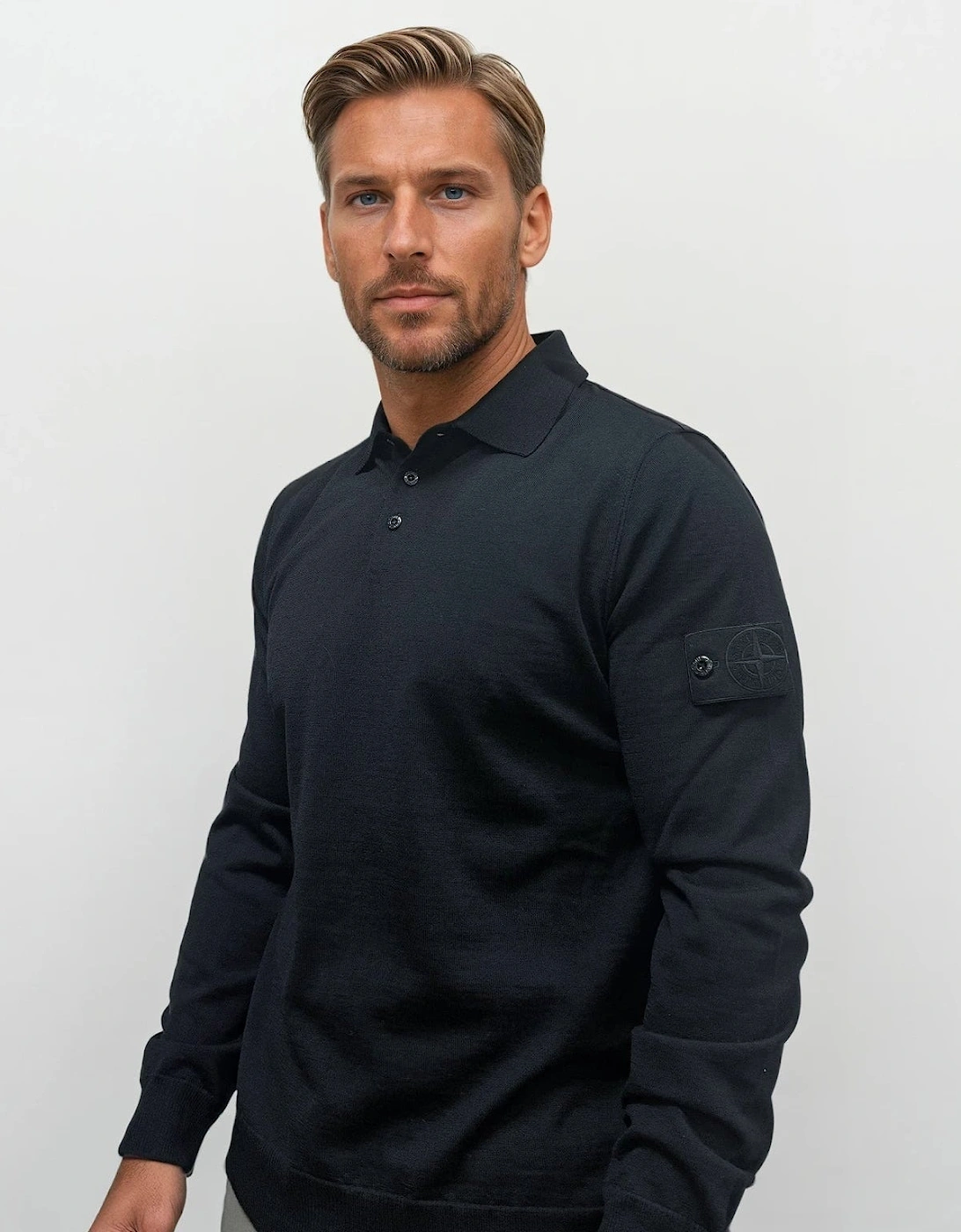 Stone Island Ghost Wool Polo Shirt Navy