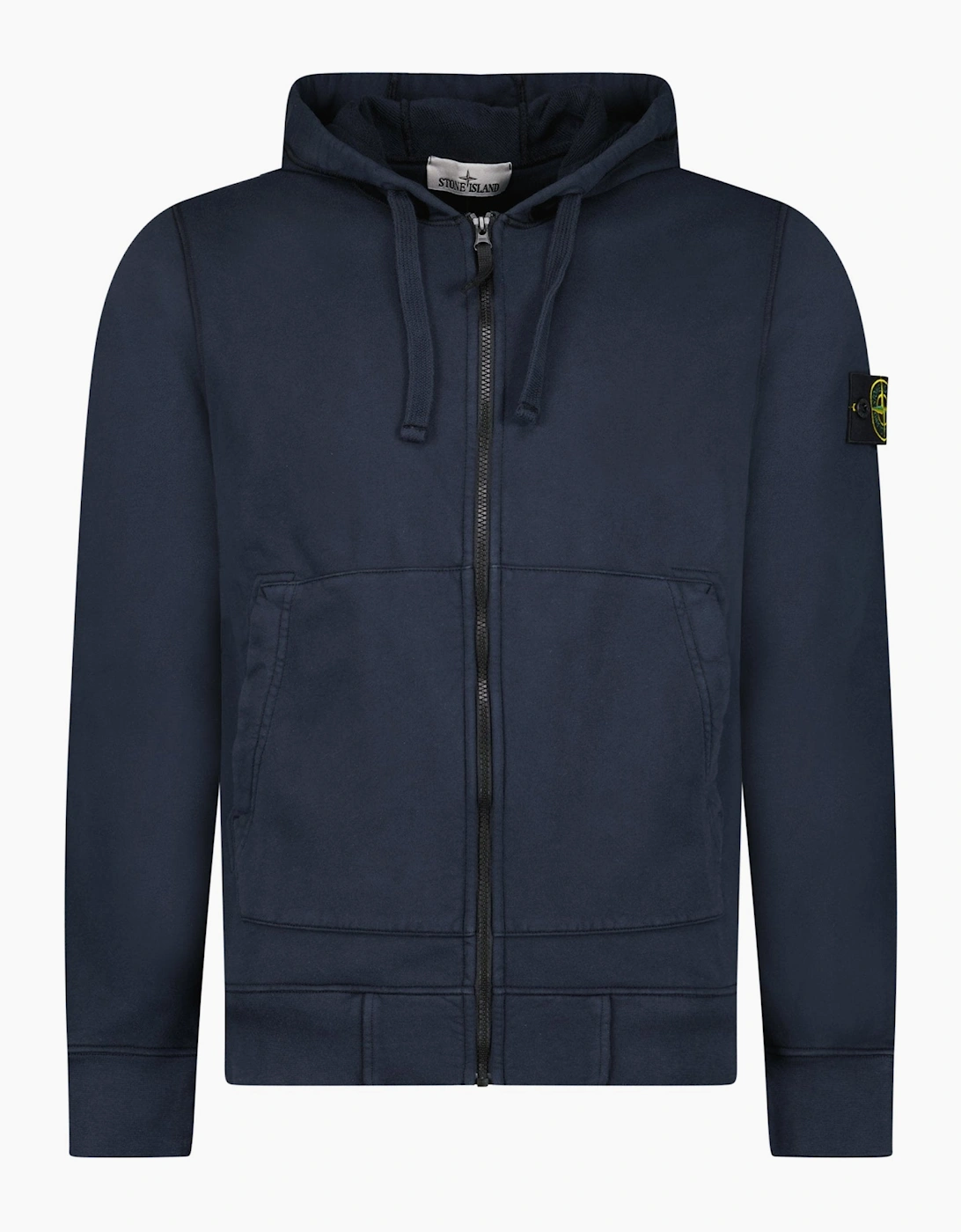 Stone Island Organic Cotton Fleece Zip Hoodie Navy