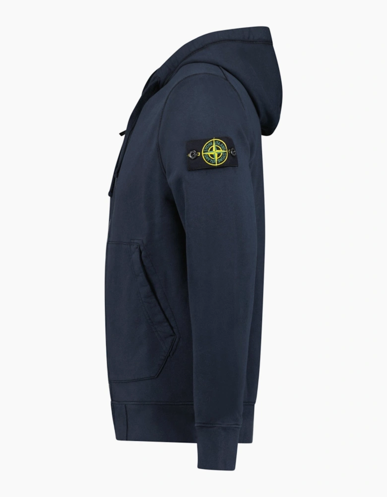 Stone Island Organic Cotton Fleece Zip Hoodie Navy
