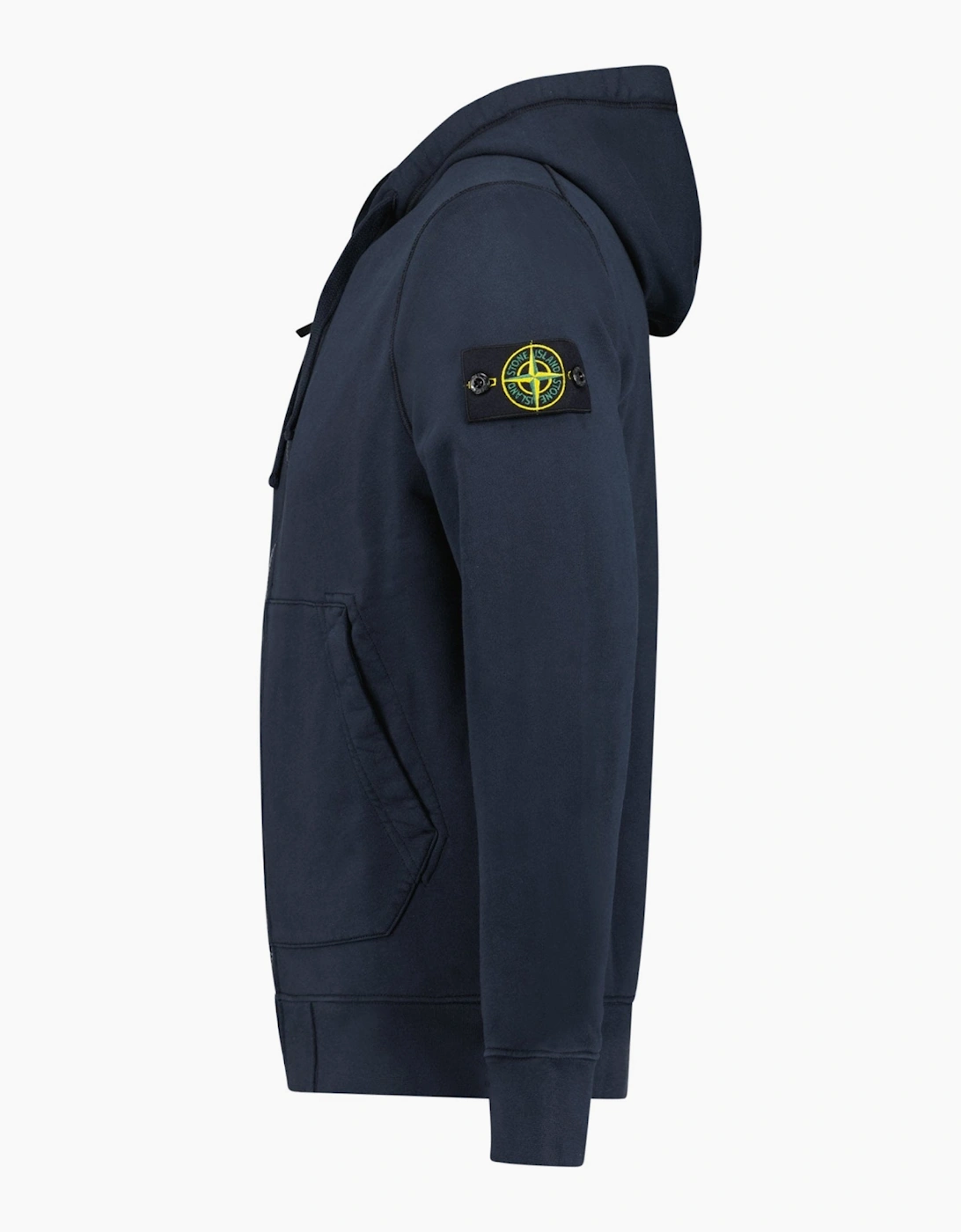 Stone Island Organic Cotton Fleece Zip Hoodie Navy