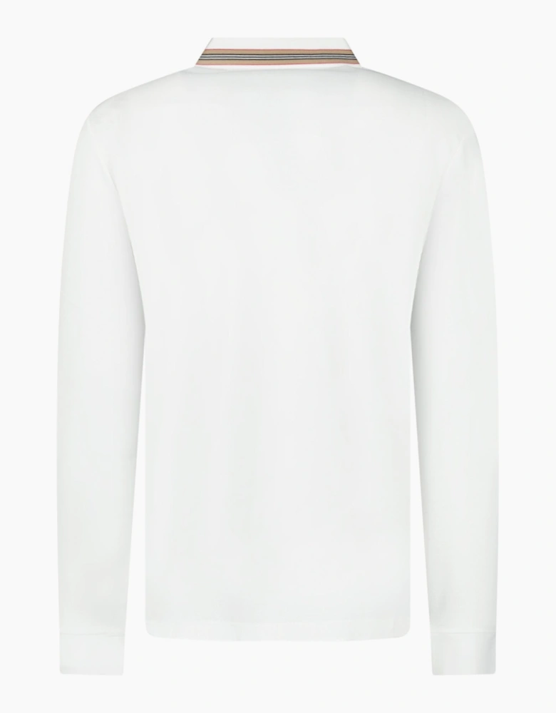 Burberry 'Hartford' Striped Check Long Sleeve Polo White