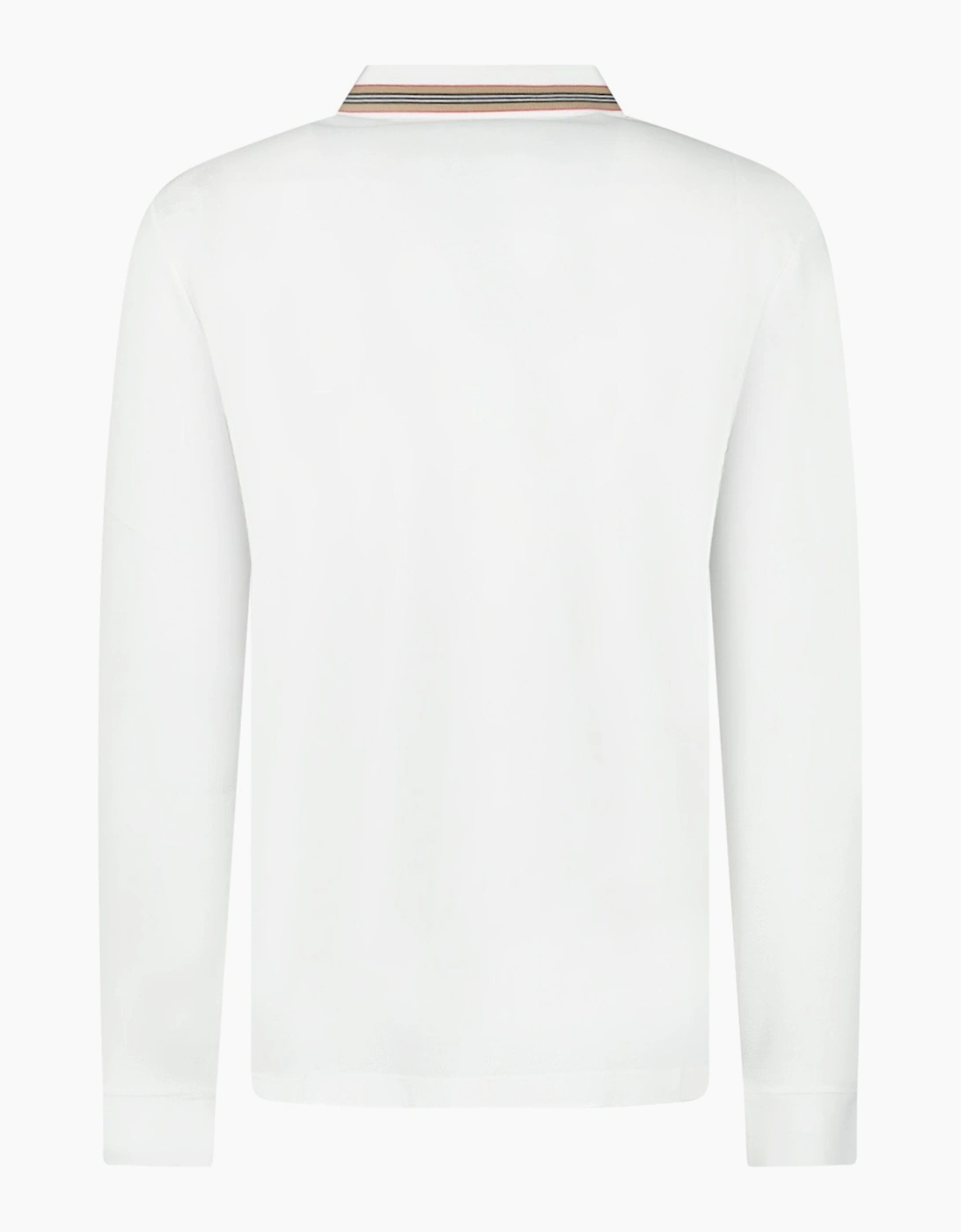 Burberry 'Hartford' Striped Check Long Sleeve Polo White