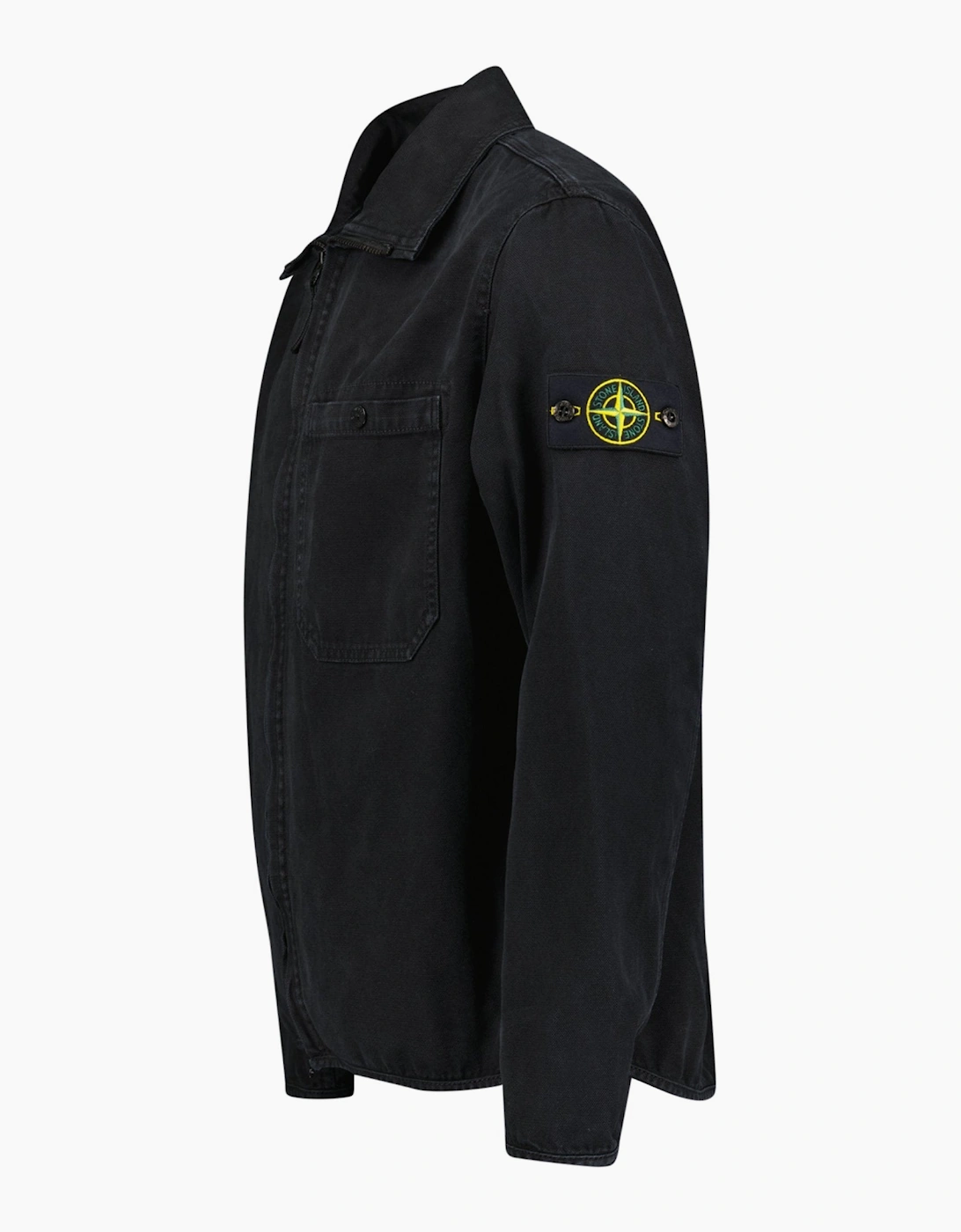 Stone Island Organic Panama Cotton Overshirt Black