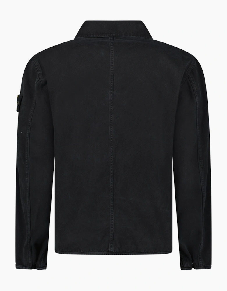 Stone Island Organic Panama Cotton Overshirt Black