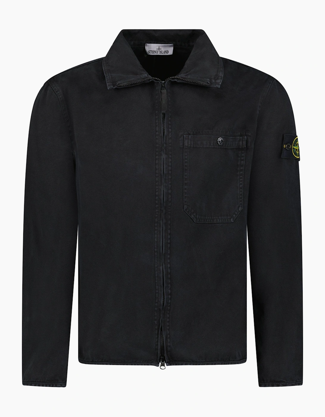 Stone Island Organic Panama Cotton Overshirt Black
