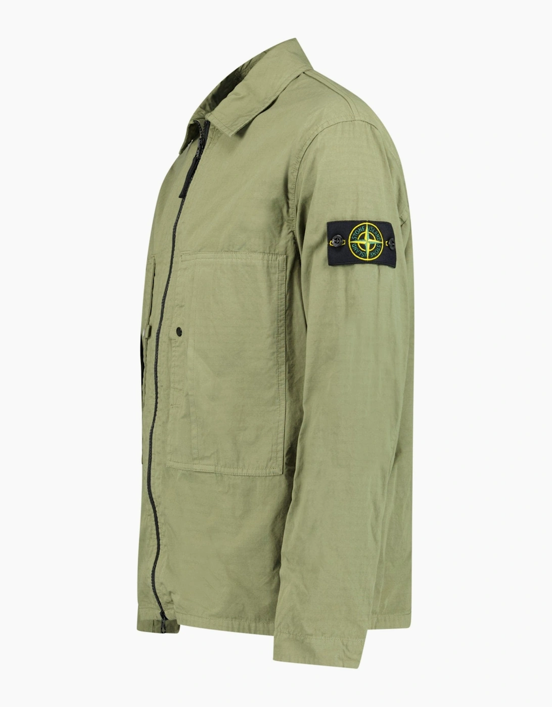 Stone Island Mercerised Organic Cotton Ripstop Overshirt Khaki