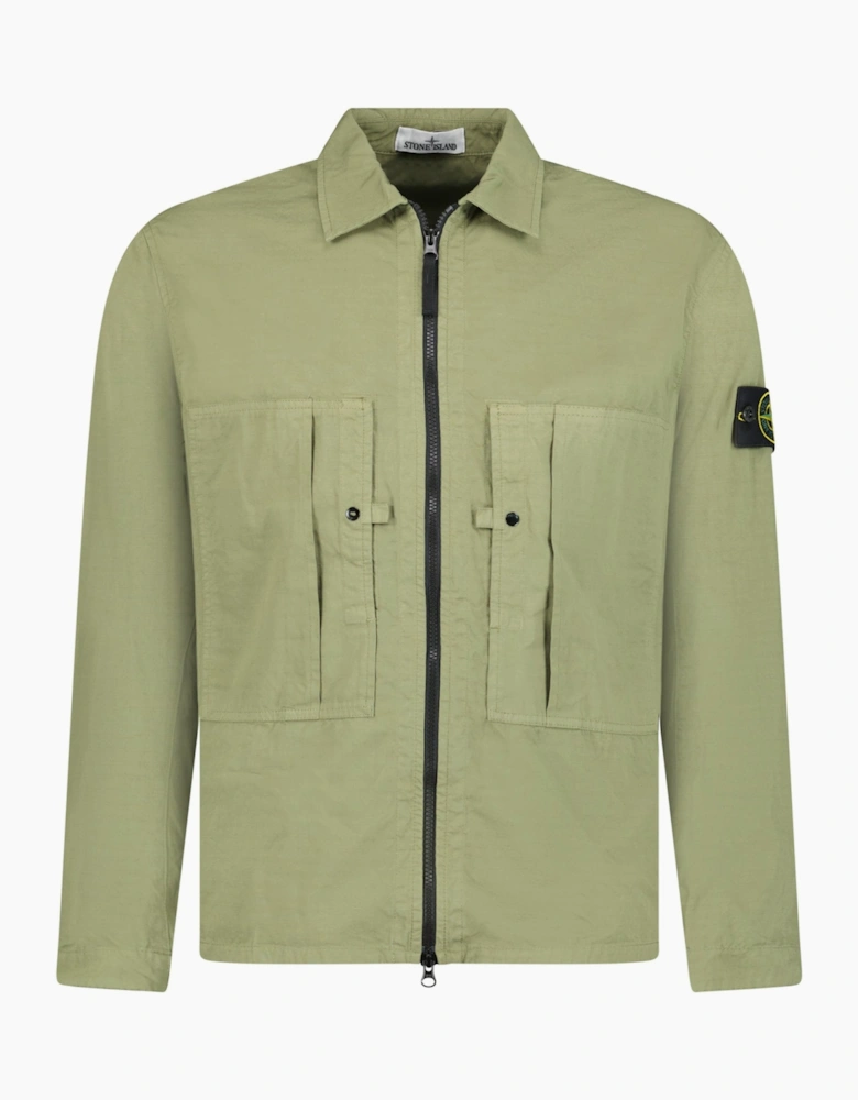 Stone Island Mercerised Organic Cotton Ripstop Overshirt Khaki