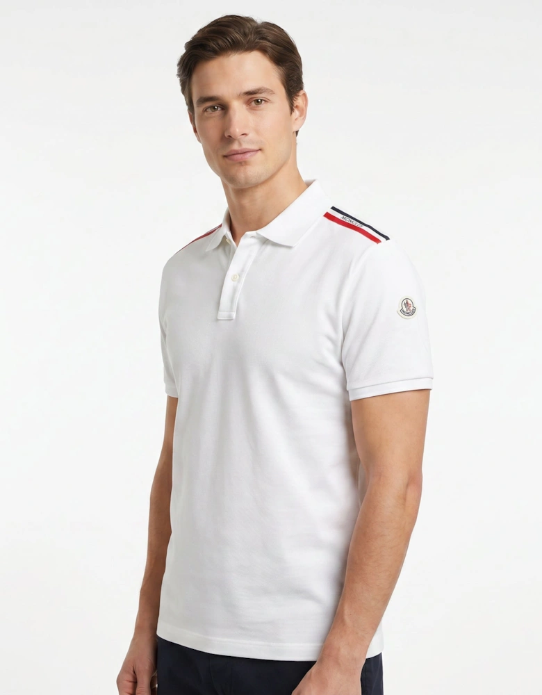 Moncler Shoulder Stripe Polo White