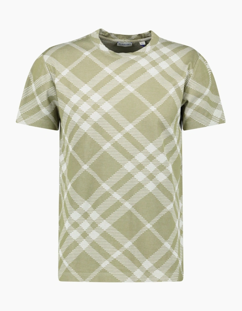 Burberry Check Stretch Cotton T-Shirt Dark Hunter/White
