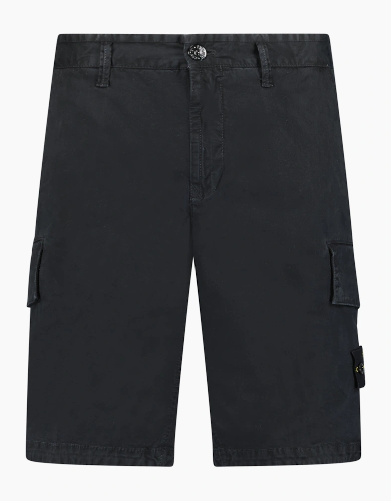 Stone Island Organic Cotton Stretch Broken Twill 'Old Effect' Shorts Black