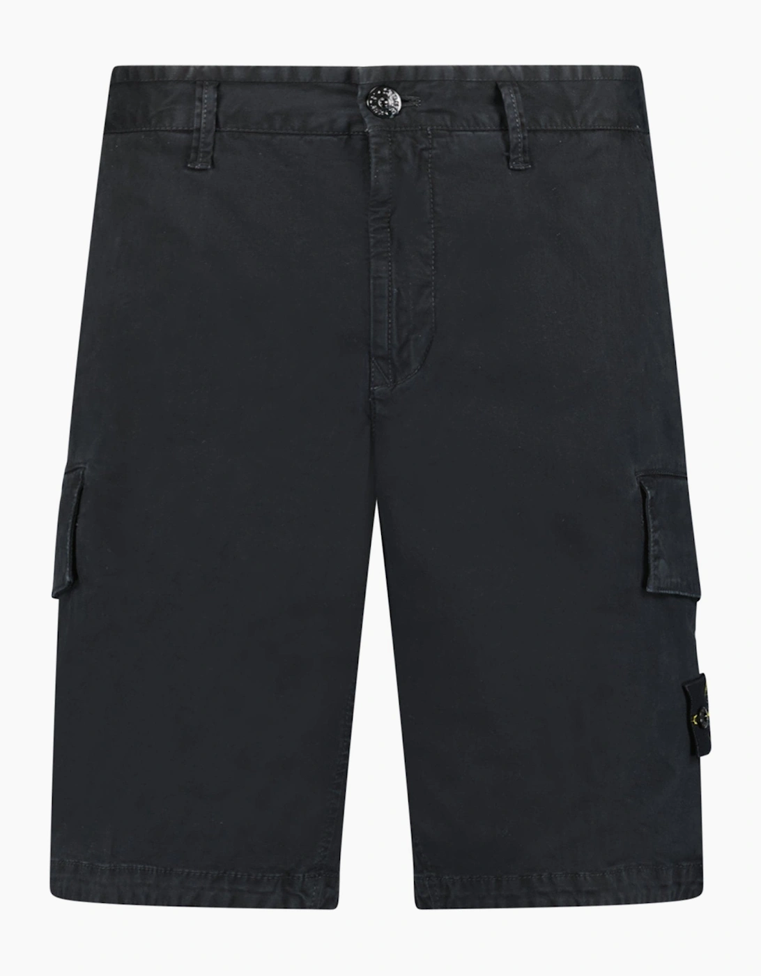 Stone Island Organic Cotton Stretch Broken Twill 'Old Effect' Shorts Black