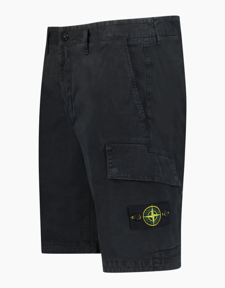 Stone Island Organic Cotton Stretch Broken Twill 'Old Effect' Shorts Black